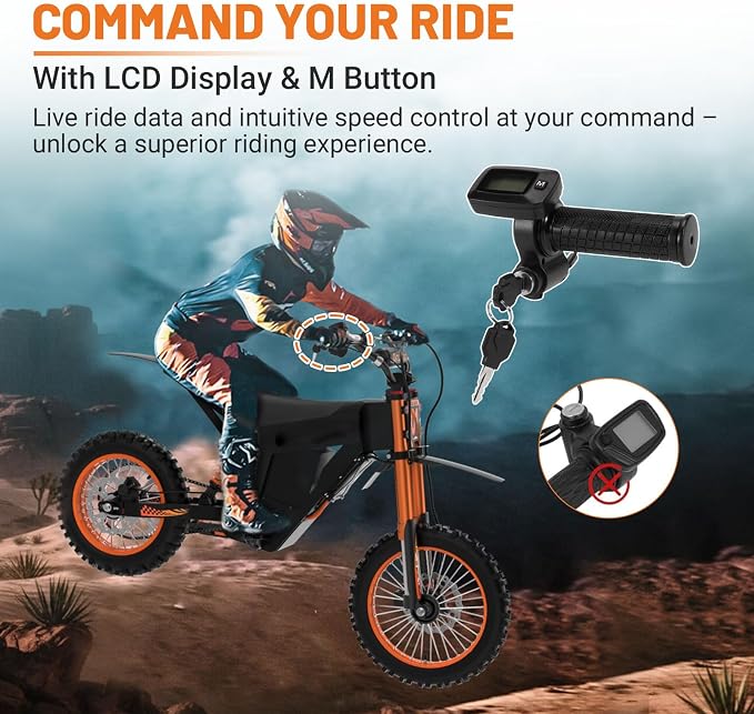 Upgraded E-Bike Throttle 48V w/M Button Fits for Tutti/Tutto/Tuttio Soleil01 Electric Dirt Bike Soleil 01 Only New Version (with M), Non-Interchangeable with Old Throttle (Without M)
