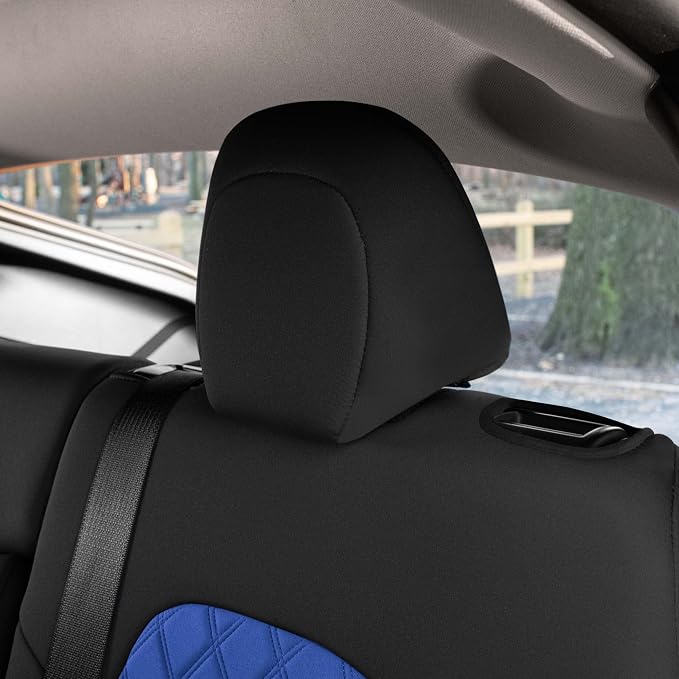 FH Group Custom Fit Car Seat Covers Specifically Made for 2020-2025 Tesla Model Y Ultraflex Neoprene Water Resistant Automotive Seat Covers - Full Set Blue