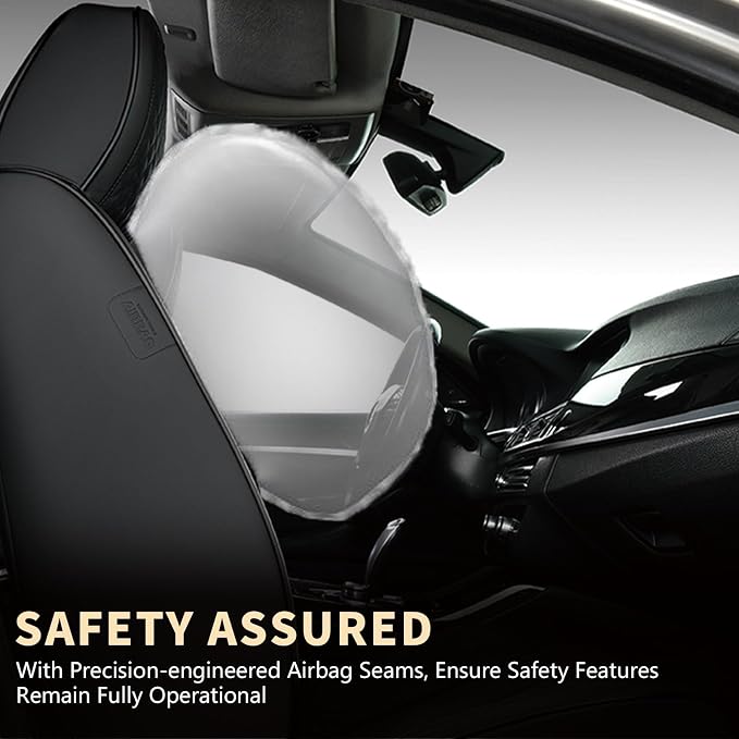 FLORICH Seat Covers, Black Car Seat Cover Full Set, Luxury Faux Nappa Leather Automotive Seat Protectors, Car Seat Cushions Universal Fit for Most Sedans SUVs Trucks - Black