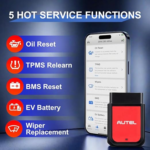 Autel MaxiAP AP2500 Obd2 Scanner Bluetooth 5 Service Functions Auto OBDII Diagnostic Scan Tool iOS & Android Full Systems Code Reader Same Functions as AP2500E, Advanced AL329, 45+ Car Brands