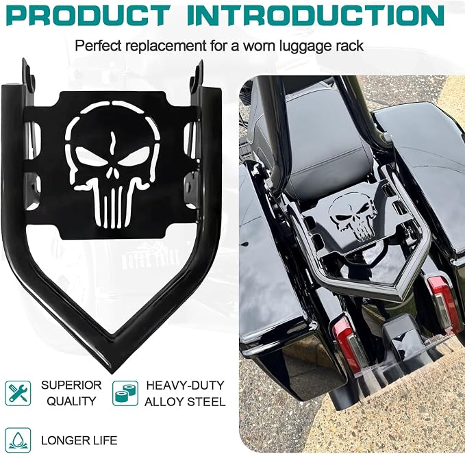 Detachables Luggage Rack for Harley Street Glide, Road King, Road Glide, Electra Glide, Touring 2009-2025 Models (Rear Grab Handles Bracket Kit)
