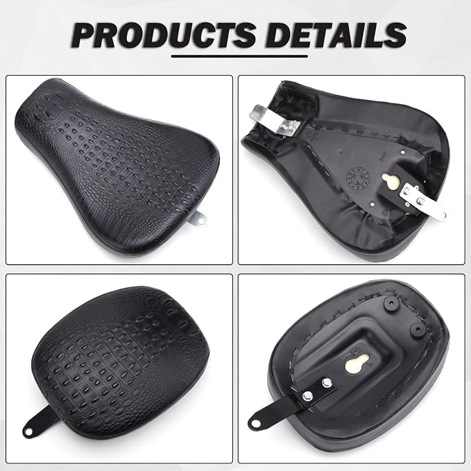 Black Crocodile Motorcycle Front Driver Solo Seat+Rear Passenger Pillion Pad for Sportster 48 72 Iron 883 XL883 Forty Eight XL1200 Seventy Two 1200