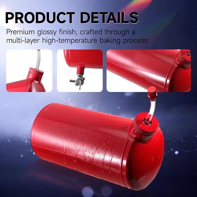 Upgraded beveled design 10x4.5" Aluminum alloy welding Gas Fuel Tank Cylinder(Premium Glossy Paint Finish Red) For Predator 212cc 196cc/6.5HP Go Kart & Mini Bike,For Coleman CT200U BT200X CT200u-ex