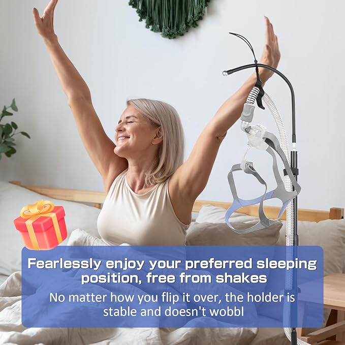 IKSTAR CPAP Hose Holder for Bed – Stable Anti-Slip Base, Adjustable Tube Hanger, Prevents Tangles & Blockage, Durable Carbon Steel, Travel-Friendly CPAP Accessories for Better Sleep