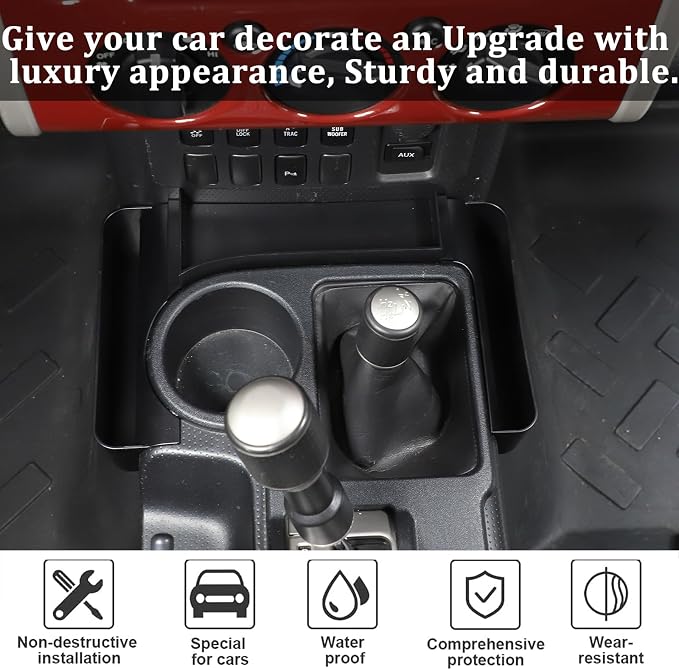 HAPPYHORSE Center Console Shifter Storage Box Compatible with FJ Cruiser 2007-2021, Organizer Gear Side Storage Tray for FJ Accessories, Interior Accessories