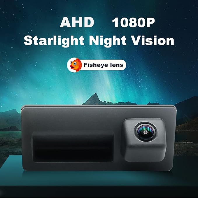 Vehicle Backup Camera CCD Compatible for Audi A4 A4L A3 S4 RS4 B9 for VW Lavida Plus Skoda Car Rear View AHD 1080P Camera Reverse Parking Fisheye Lens Waterproof Cam Car Trunk Handle Camera