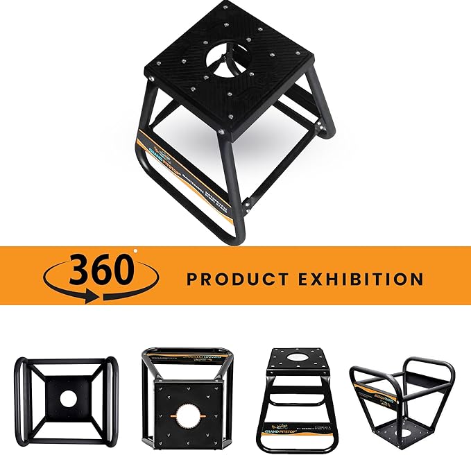GRAND PITSTOP Heavy Duty Motorcycle Stand - Universal Dirt Bike Maintenance Stand, Powder Coated Steel, Non-Slip Off-Road MX Stand (Black)