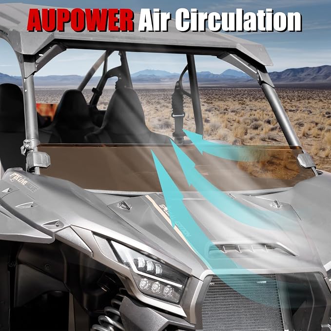 AUPOWER Front Dark Tint Half Windshield for Kawasaki Krx 1000 2 Seater 2020-2025, Sun-Proof Scratch-Resistant Dustproof Windscreen for Kawasaki KRX 1000 Tinted Accessories, Stronger Than Glass,(1PC)