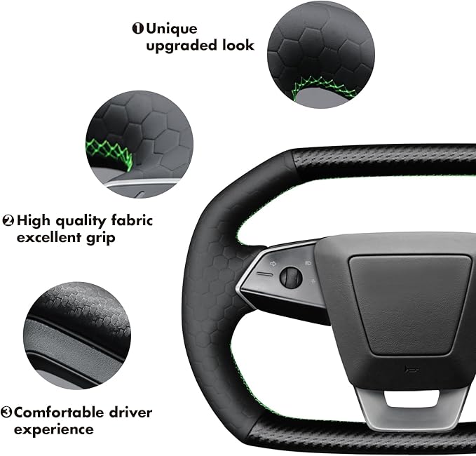 MEWANT Steering Wheel Cover for Tesla Cybertruck 2023-2025 Hand-Stitched Steering Wheel Wrap Tesla Cybertruck Accessories
