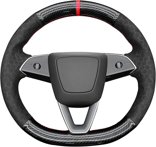 MEWANT DIY Stitching Steering Wheel Cover Wrap for Tesla Model 3 Highland 2023-2025/Model Y 2025 Highland for Tesla Model 3/Model Y Accessories(3D Style)