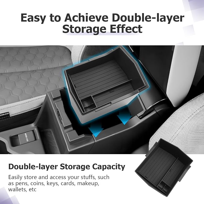 LUWU for 2025 2026 Subaru Forester Accessories for 2025 Forester Base/Sport/Limited Armrest Console Secondary Storage Box Insert Tray ABS Material Black 2-Pack(Not for 2026 Touring/Wilderness/Premium)