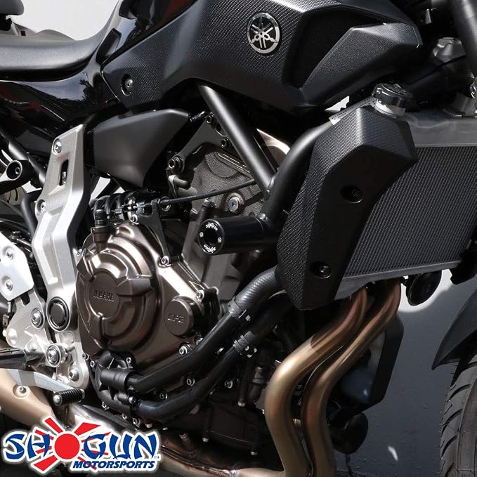 Shogun USA Made Yam FZ-07 FZ 07 2015 2016 2017 MT-07 MT07 & XSR700 2018 2019 2020 2021 2022 2023 2024 2025 2026 Black PA2 No Cut Frame Sliders Fits ABS & NON ABS Models - 715-6419