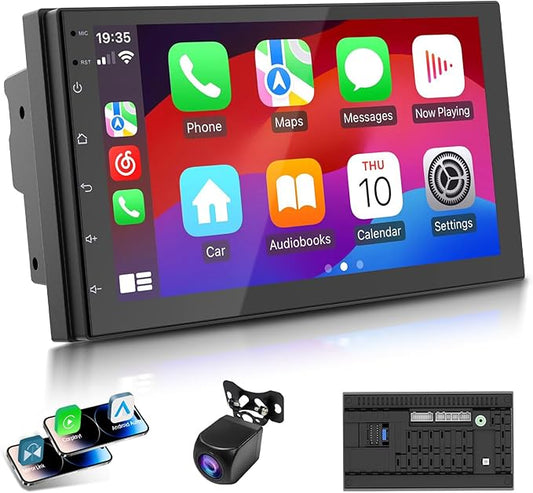 Haudio 7-Inch Double Din Car Stereo with Wireless CarPlay & Android Auto, Bluetooth, GPS Navigation, Backup Camera, Android OS, 2G+32G, for Toyota Ford Chevrolet Honda Dodge