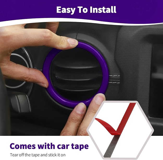 RT-TCZ for Wrangler JL Interior Accessories Purple Trim Cover Kit for Jeep Wrangler JL JLU 2018-2023 Steering Wheel AC Vent Trim Rings 20pcs