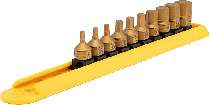 Mayhew Tools 16004 Titanium-Coated Low-Profile Dual Drive Set, SAE Hex, 10-Piece