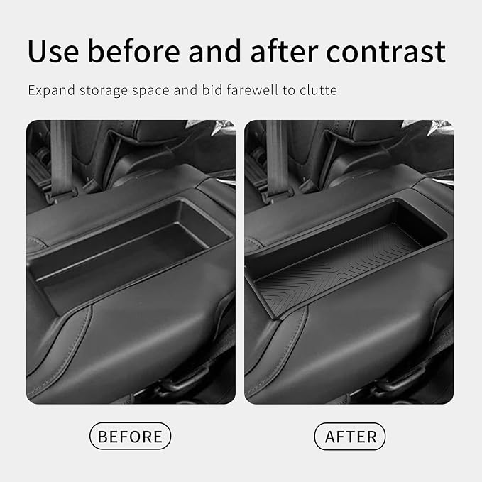 smabee 2nd Row Armrest Storage Box Compatible with Honda Pilot 2023 2024 2025 2026 Console Tray TPE Accessories Interior Storage Box Tray Insert Black