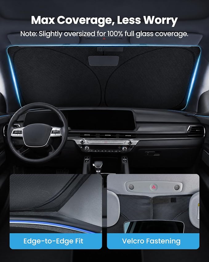 REEVAA 2026 3rd Pro Windshield Sunshade for 2020-2025 Kia Telluride | Dual-Layer Heat & Sun Defense, OEM Design | Foldable Sun Shade Car Accessories with Storage Bag