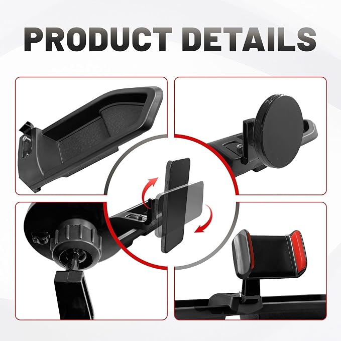 Dash Magnetic Phone Mount for 2018-2023 Jeep Wrangler JL JLU & Gladiator JT Accessories (NOT for 4XE), Multi-Mount 360° Rotating Phone Holder Dashboard Tray with Metal Rod