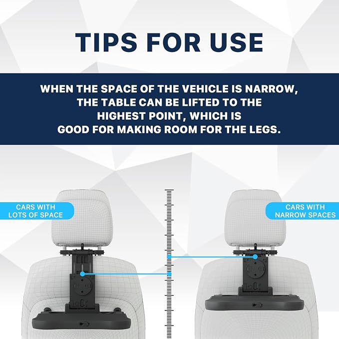 Car Back Seat Tray Table-Stable Auto Backseat Food Trays Desk for Rear Passenger Road Trip Eating & Work, Multifunctional Adjustable Travel Tray with Phone Drink Holder for Laptop iPad