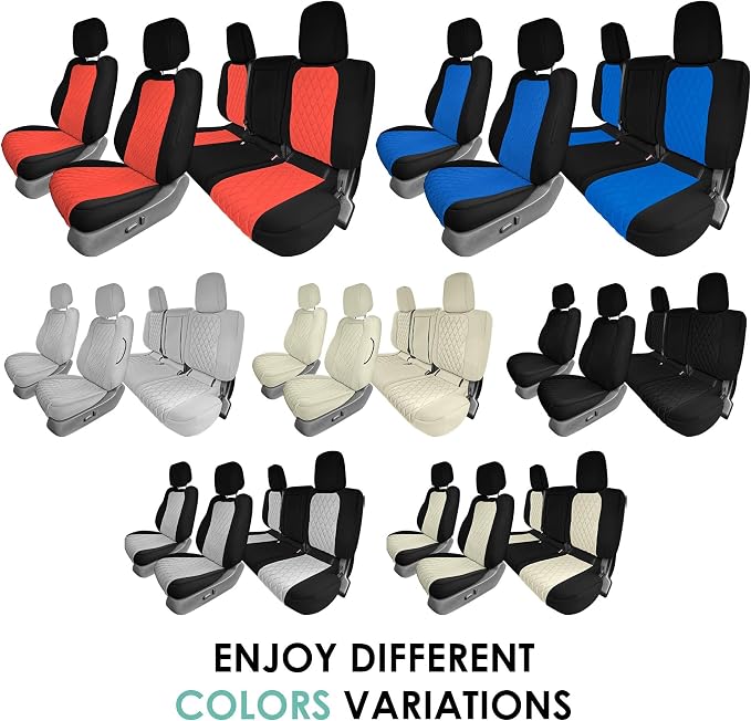 FH Group Custom Fit Car Seat Covers Specifically Made for 2022-2026 Nissan Frontier, Full Set Beige Ultraflex Neoprene Waterproof Automotive Seat Covers for Pickup Truck, Nissan Accessories