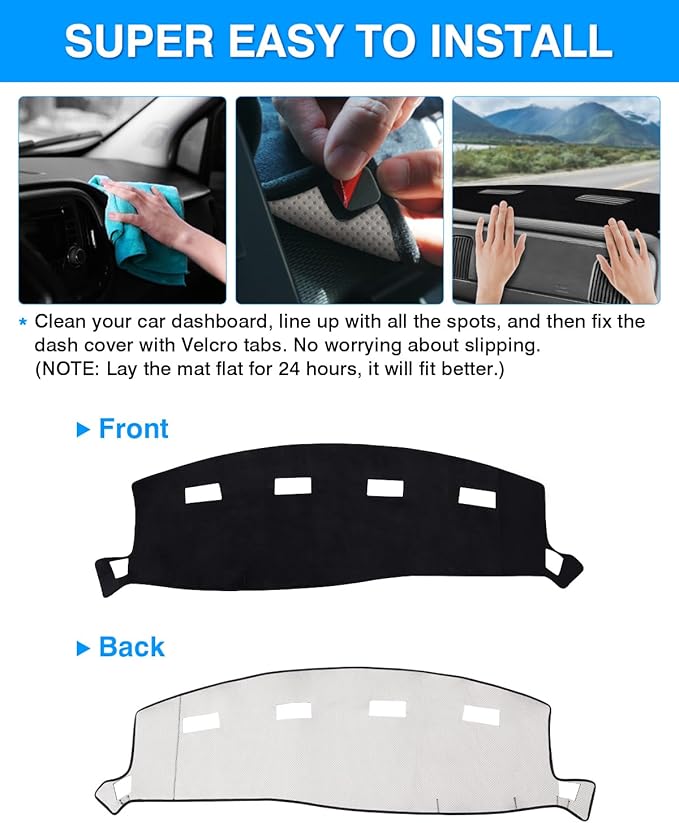 Autorder Dashboard Cover Mat for 2002-2005 Dodge Ram 1500 & 2003-2005 2500/3500 Accessories Dash Cover Flannel Dash Mat Sunshade Glare UV Rays Protector