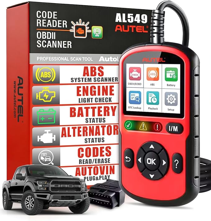 Autel OBD2 Scanner AutoLink AL549, Car Check Engine Code Reader with ABS, Car Battery Tester & Alternator Tester, Plug and Play, Upgrade Ver. of AL519 AL319 AL329 ML519 OBDII CAN Diagnostic Scan Tool