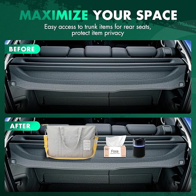 SCITOO Cargo Cover for 2012-2013 Fit for Honda Fit 1.5L 2013 Fit for Honda Fit Electric Retractable Rear Trunk Cargo Shade Luggage Security Cover Shielding Waterproof