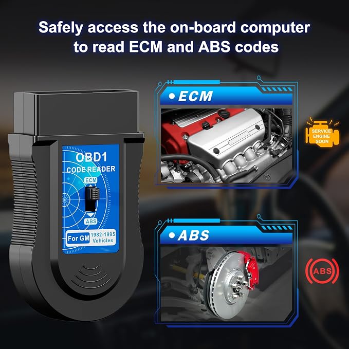 JOPLAY OBD1 Scanner and Code Reader ONLY Compatible with GM 1982-1995 Vehicles, ECM ABS Diagnostic Scan Tool with Instructions in English, Spanish, and French (Blue)