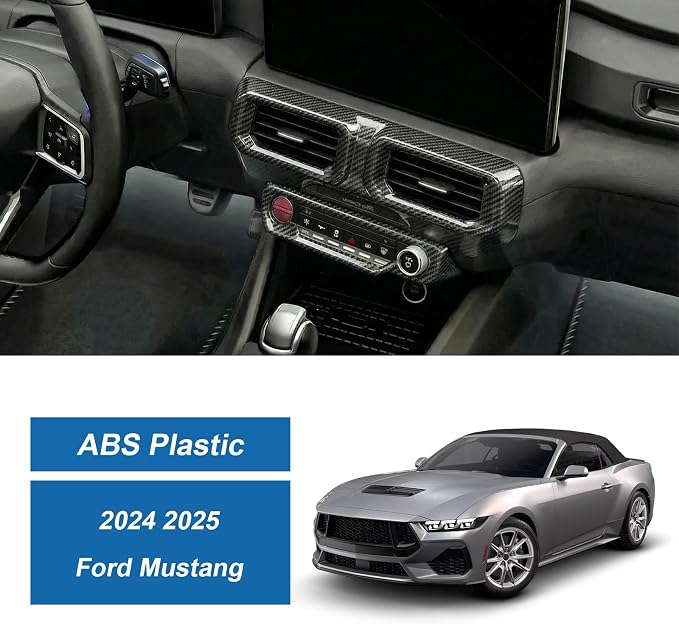 Carbon Fiber Center Console AC Air Vent Cover Compatible with Ford Mustang 2024 2025