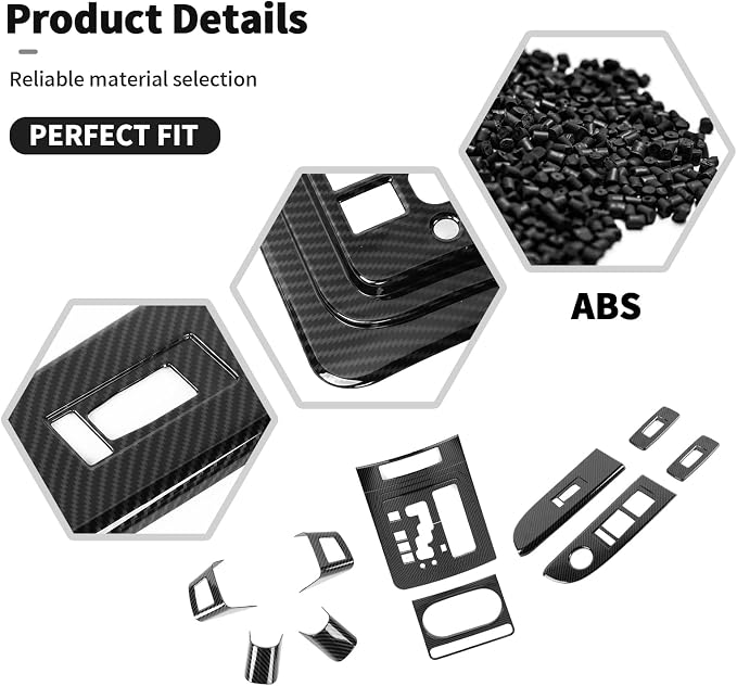 10Pcs Interior Trim Kits Compatible with Compatible with Jeep Import Grand Commander Grand Cherokee 2006-2010(Carbon Fiber)