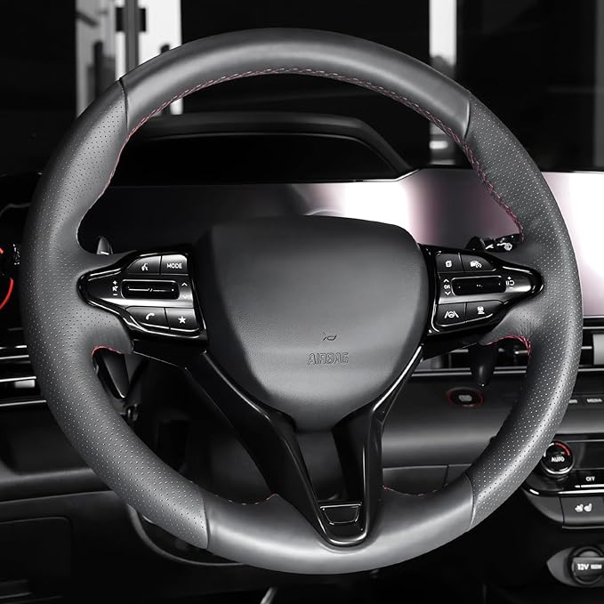 Steering Wheel Trim Control Button Cover Compatible with Hyundai Veloster JS N line 2019-2022 Hyundai Kona N Hyundai Elantra CN7 N Hyundai i30 2017-2022 Accessories (Black Style)