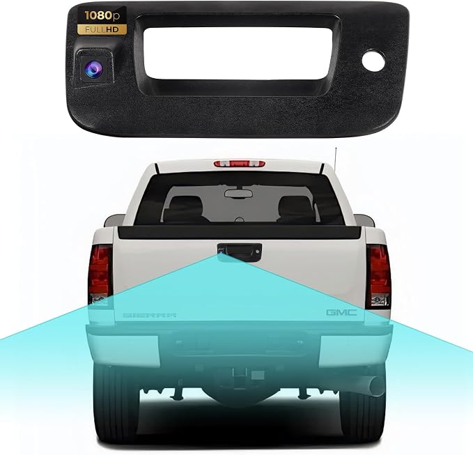 ASURE Tailgate Handle Backup Camera for Chevy Silverado GMC Sierra | Fits Silverado/Sierra 1500 2007-2013, 2500/3500 2007-2014; 1080P, 170°, Night Vision, IP68, RCA, No Drilling for Parking