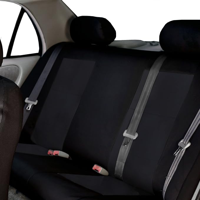FH Group FB085114 +F11306 Premium Waterproof Seat Covers (Black) Full Set – Universal Fit for Cars Trucks & SUVs
