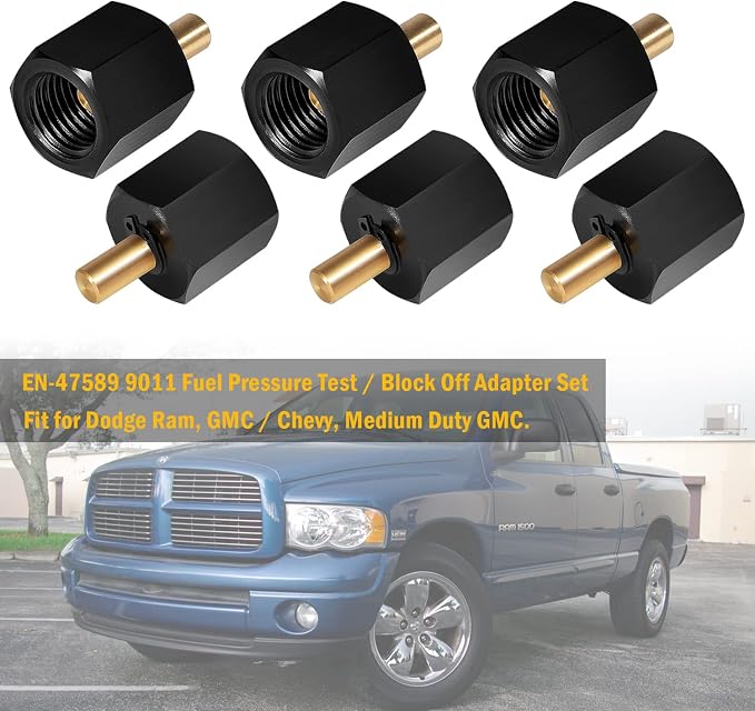 EN-47589 9011 Fuel Pressure Test/Block Off Adapter Set for Dodge Ram, GMC/Chevy, Medium Duty GMC