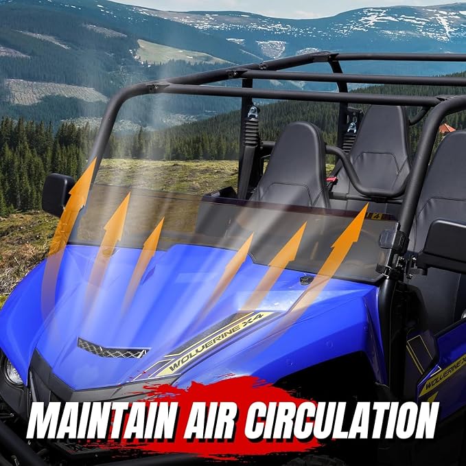 A & UTV PRO Front Half Windshield for Yamaha Wolverine X2/X4 850 2018 2019 2020, Vented Windshield Clear Tough Hard Coated Window Accessories