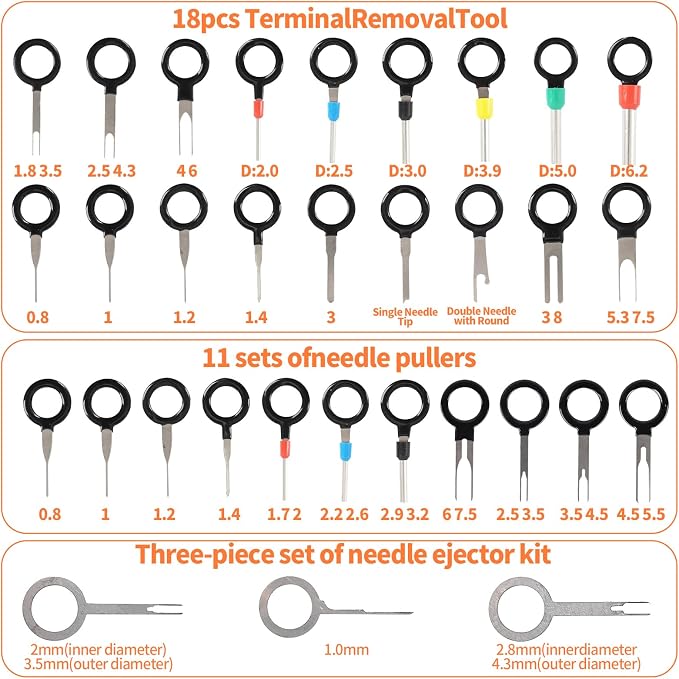 26Type Pin Connectors Kit with Crimping Pliers,827pcs Automotive Car Electrical Wire Pins 1/1.5/1.8/2.2/2.8/3.5mm Non Insulated Wire Terminal Pin Kit.