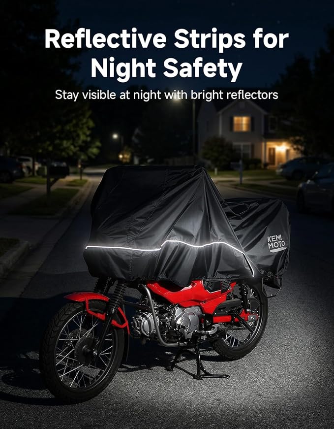 KEMIMOTO Waterproof Motorcycle Half Cover Outdoor Indoor Fit for Mini Bike Scooter Trail Bike Grom Navi CT125 Ruckus Z125 Pro Trail 125 Hunter Cub All Weather Dust Sunlight Rain Windproof Cover