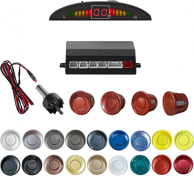 Parking Sensor Kit Backup Sensor Kit Reverse Sensor for Car 18 Color Options for Probes Adjustable Alarm Volume Professional Sensore de Reversa para Carro Safe Driving Assistant(red)