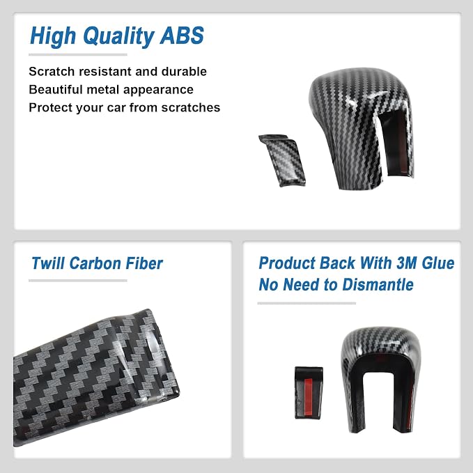 Carbon Fiber Gear Shift Knob Cover Compatible with Honda Civic 10th Gen 2016-2021