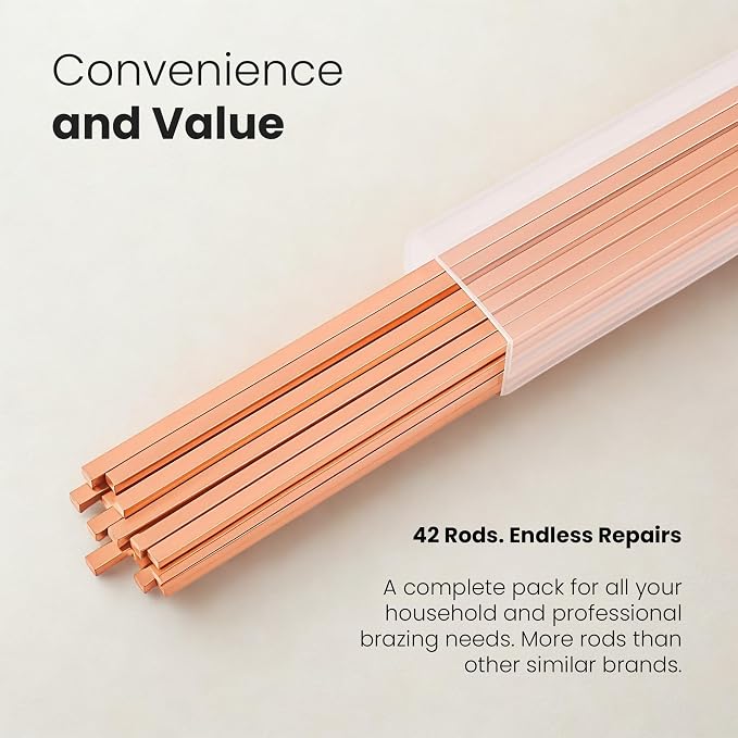 42 pcs Brazing Rods AWS BCuP-5 15% Silver Solder Phos Copper Brazing Alloy Flat Welding Rods 0.050"x1/8"x10" for HVAC, Refrigeration, and Industrial Applications