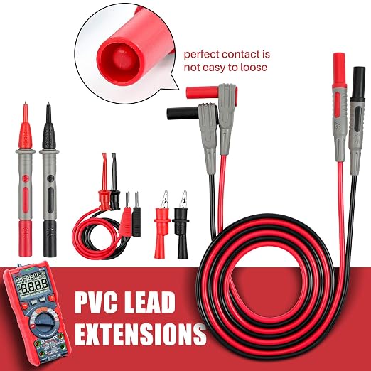 AstroAI 8Pcs Multimeter Test Leads Set with Alligator Clips and AM33D 2000 Counts Multimeter