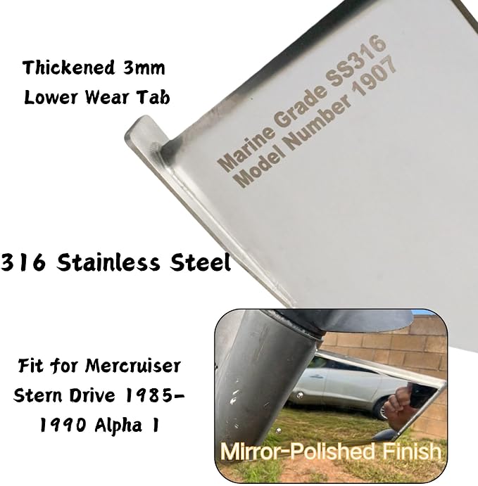 35-SS605 Stern Drive Skeg Protector Guard for Mercruiser Alpha 1 gen 1 Motor | SeaSierra-5007 Lower Unit Skeg Cover, Damage Repair, Replace 27021, Marine Grade 316 Stainless Steel