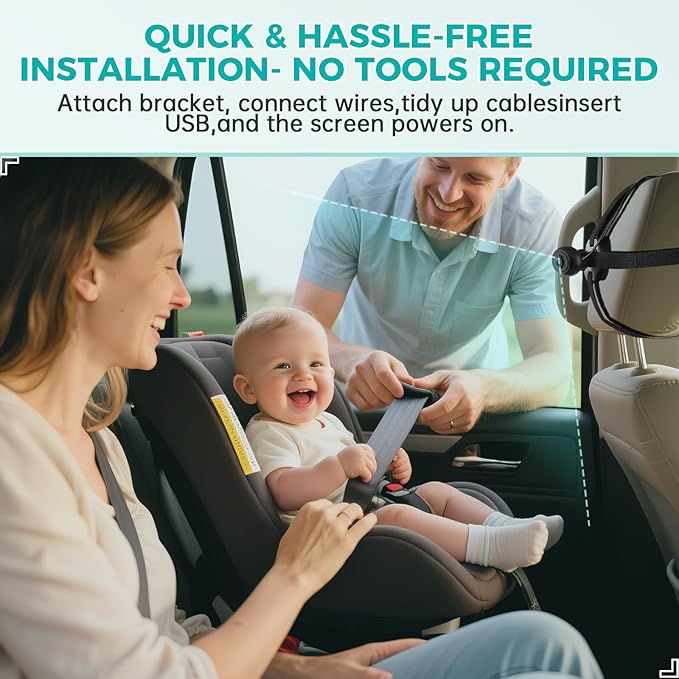 Baby Car Camera for 2 Kids,6.9" Large HD Display Dual Channel Baby Monitor, 1080P IR Night Vision Car Seat Camera,Easy Install Rear-Facing View – Ideal for Kids and Pet Safety