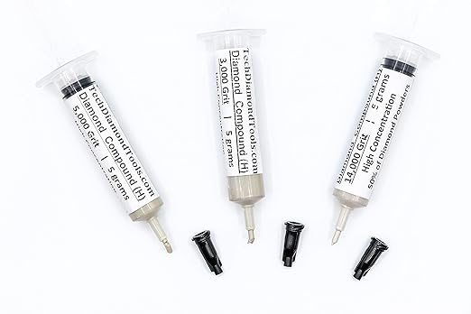 TechDiamondTools Kit of 3 Diamond Polishing Compound Polishing Paste USA Made 3000 5000 14000 Grit for Marble Glass Metal Rock Jewelry Resin Silver Gemstone with High Concentration of Diamond Powder