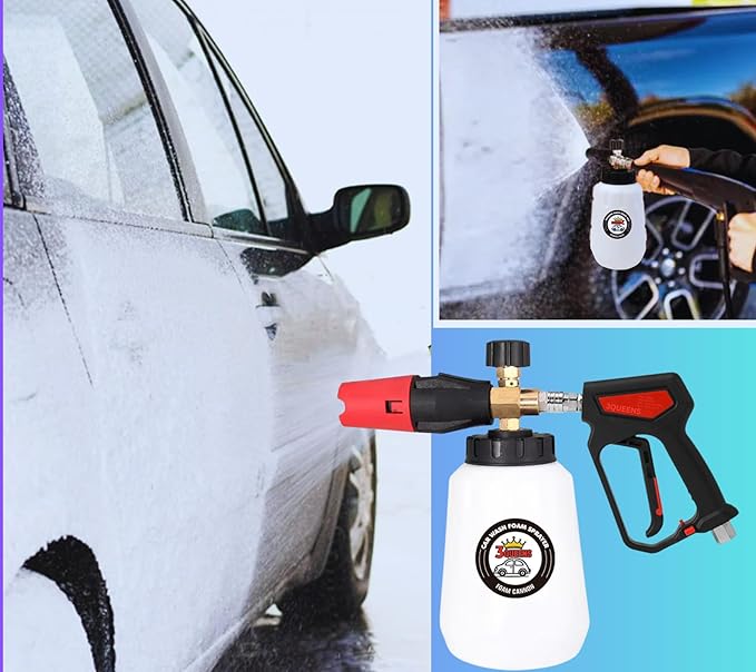 High Pressure Foam Cannon for Pressure Washer, 1L Heavy-Duty Car Wash Sprayer with Brass Connector, Fits Most Pressure Washers, Includes Microfiber Gloves