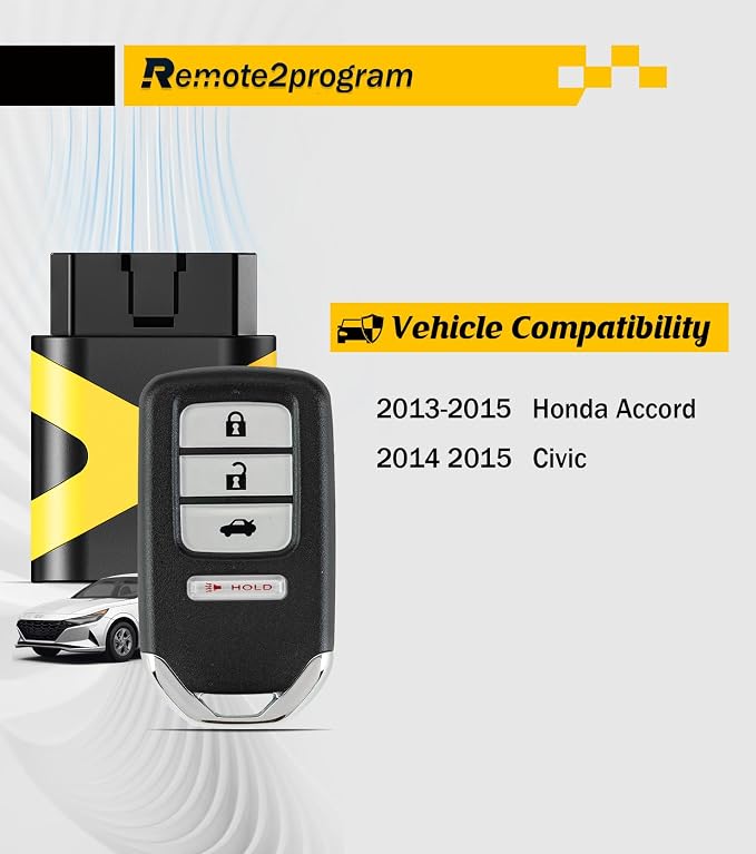 Self Programmable Car Key Fob Smart Keyless Entry Remote Replacement for 2013-2015 Honda Accord/2014-2015 Honda Civic with FCC: ACJ932HK1210A (4 BUTTON/ACJ932HK1210A)