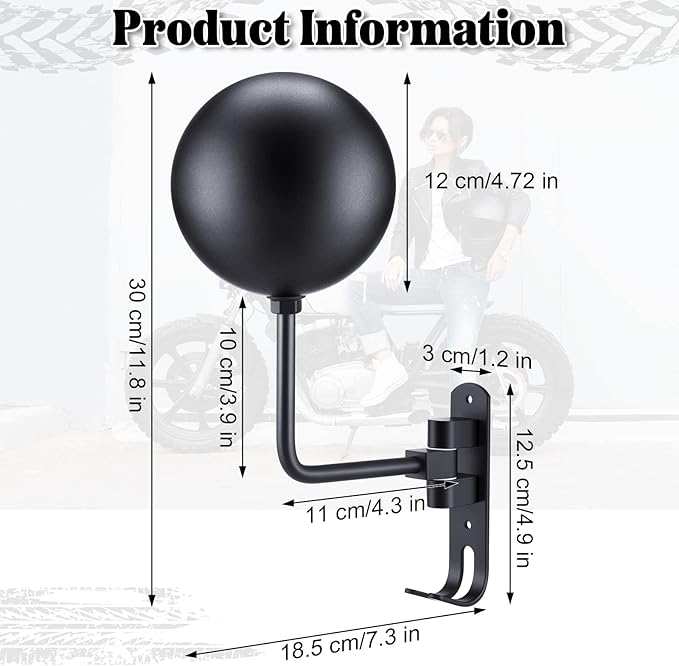 Shimeyao Motorcycle Helmet Rack Wall Mount Helmet Holder 180° Rotation Motorcycle Gear Hanger Display Stand with 2 Hooks for Men Women, Bike Coats, Caps, Jacket, Glove Sportswear Accessories