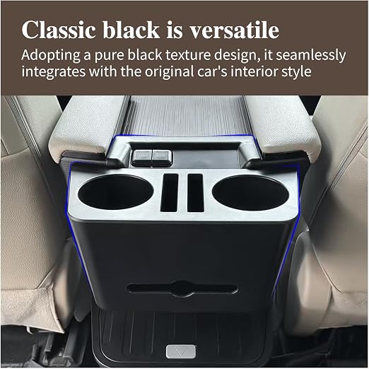 Car Cup Holder Paper Drawer Storage Box for Toyota Sienna 2024-2025, Multi Functional Paper Box for Car Middle Rown, Black Color, 1 PC (Water Cup Storage Box for Sienna 21-25)