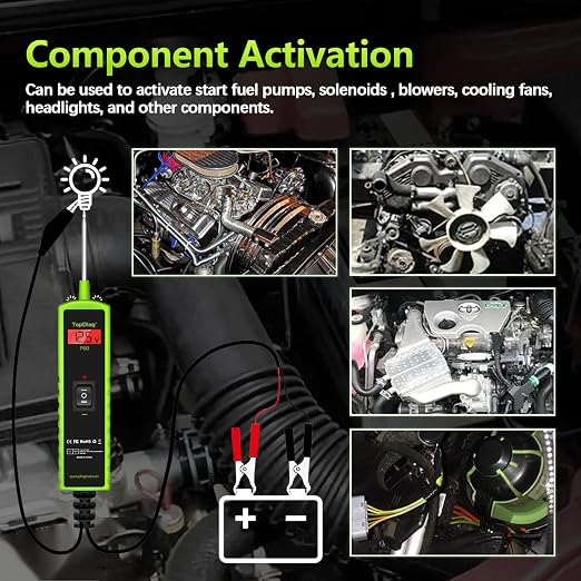 Topdiag P60 Automotive Power Circuit Probe Tester, 12-24V Power Circuit Probe Kit, Short Circuit Automobile Finder，AC/DC Voltage Tester, Component Activation Tool