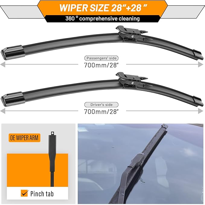AUTOBOO 28"+28" Windshield Wipers Replacement for 2013-2019 Ford Escape 2015-2023 Edge 2012-2018 Focus 13-19 Fusion-Original Factory Quality (Pack of 2)